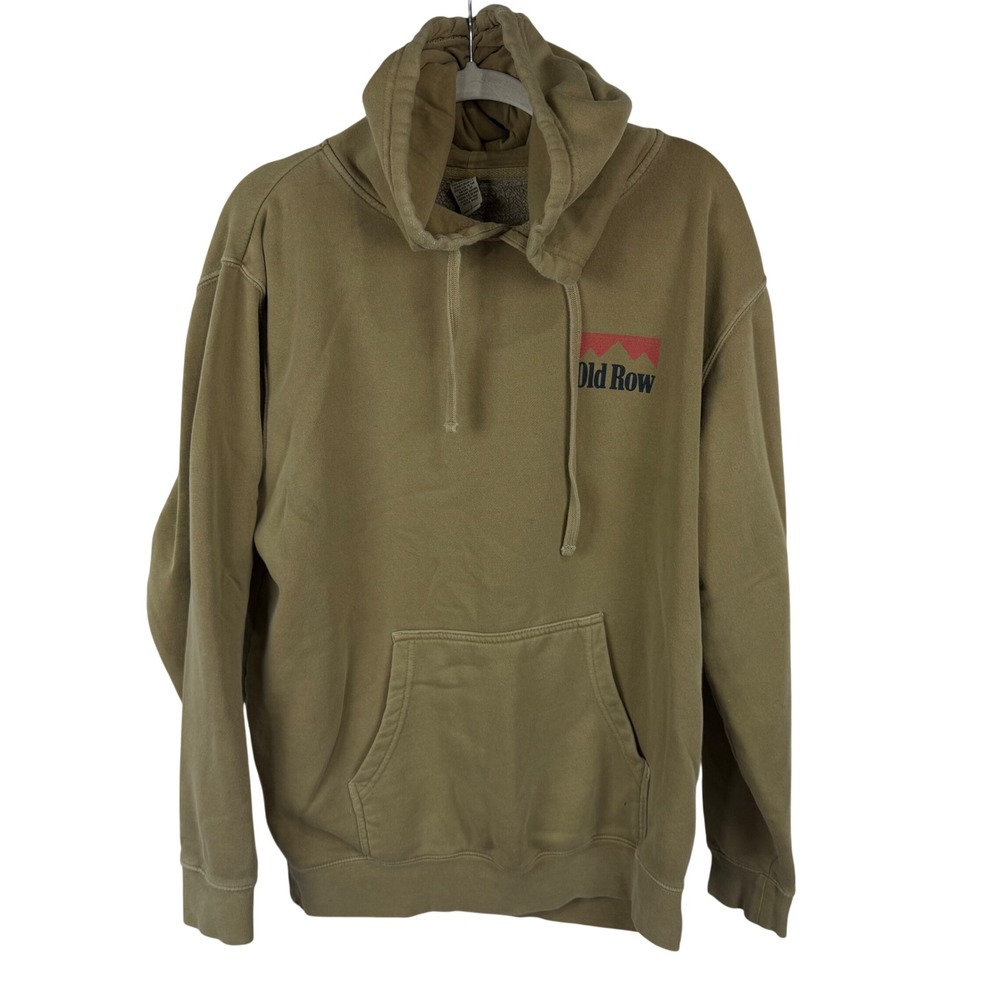 Old‎ Row Hoodie Cowboy Graphic Sweatshirt Mens L Khaki Green Tan Pullover